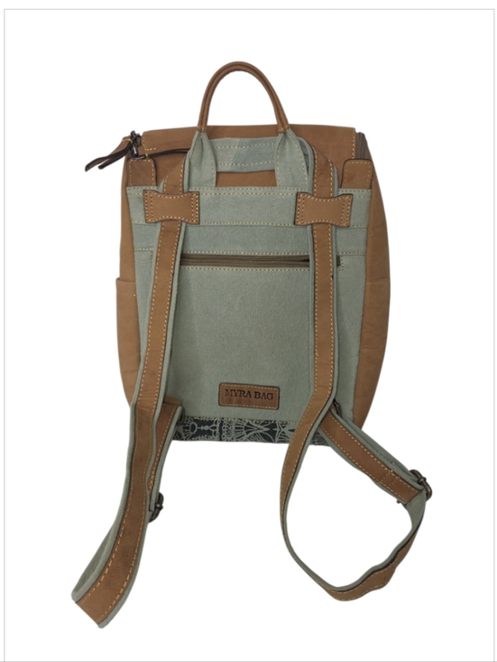 Myra Bison Flower Horse Trail Leather & Canvas Backpack main image 14